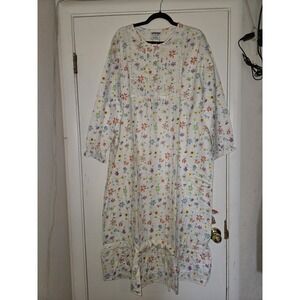 Women Floral Cotton Flannel Long Nightgown 2XL Granny Classic Cozy Warm NEW